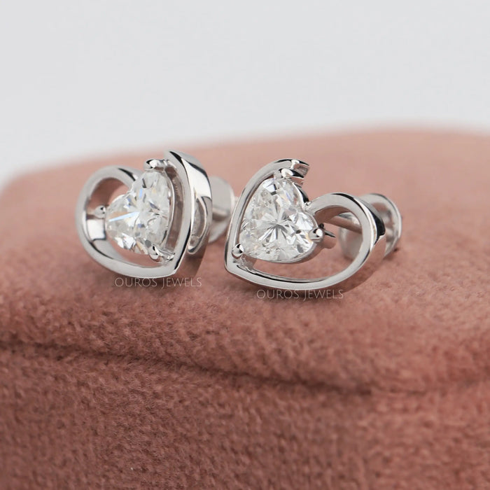 heart diamond earrings studs