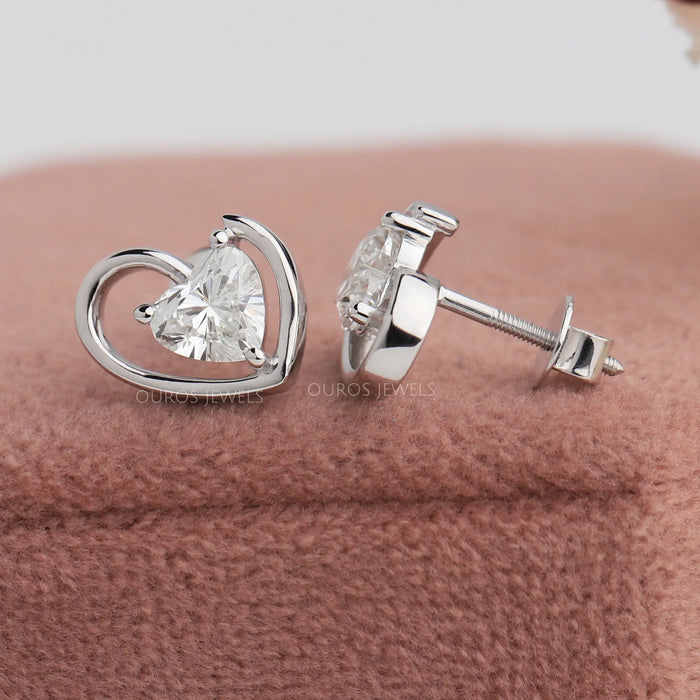 heart cut diamond stud earrings