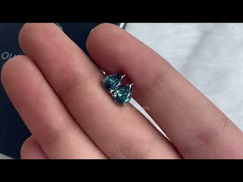 Youtube Video of Blue Pear Shaped Diamond Stud Earrings.