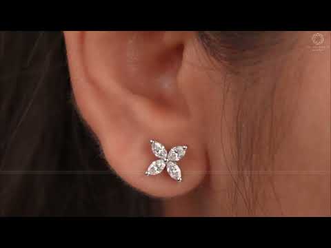 youtube video of marquise cut flower diamond stud earrings