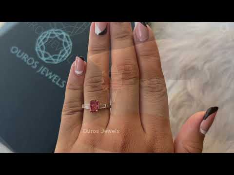 Youtube video of pink radiant cut lab diamond ring