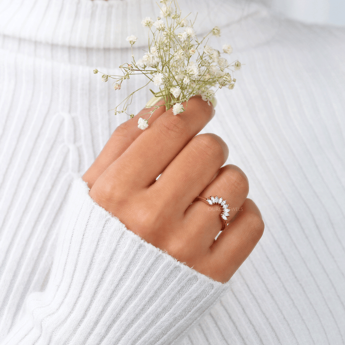 Marquise Diamant Gebogenes Trauring