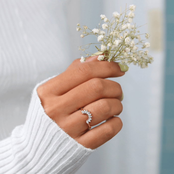 Marquise Diamant Gebogenes Trauring