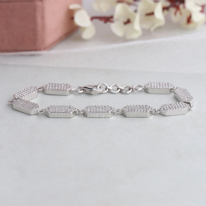 [Round Diamond Platinum Bracelet]-[Ouros Jewels]