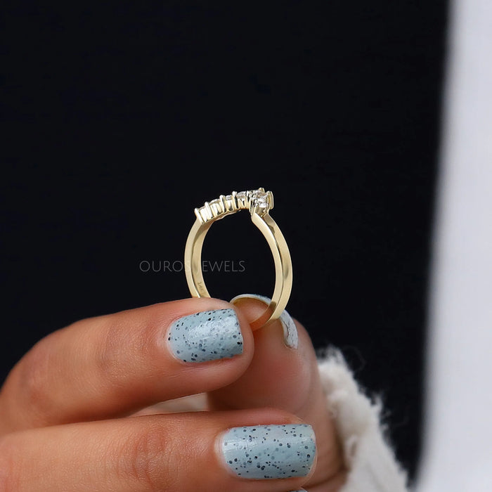 Birne und Rund Diamant gebogenes Band