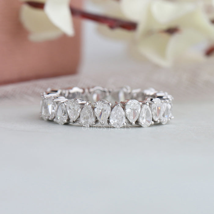 [Unique pear shape lab grown diamond wedding ring]-[Ouros Jewels]
