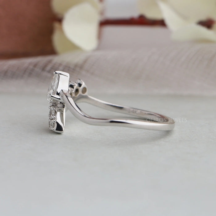[18k WG Pear Diamond Bypass Ring]-[Ouros Jewels]