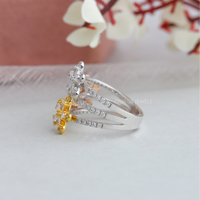 [Side Design of Three Row Bridal Ring]-[Ouros Jewels]