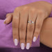 In finger look of princess cut lab created diamond ring with bypass curved shank in white gold