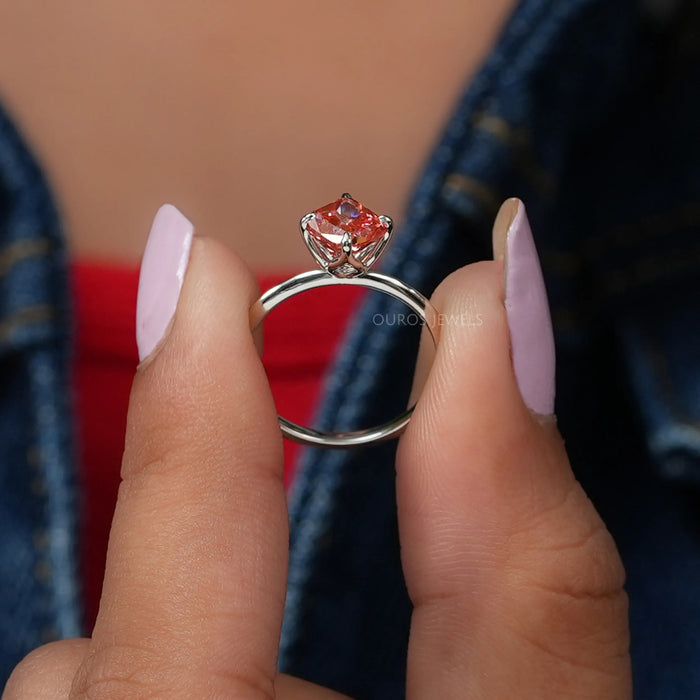 [Side View Of 14K White Gold Lab Diamond Solitaire Engagement Ring]-[Ouros Jewels]