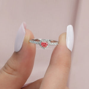 [Fancy Pink Heart Lab Grown Diamond Engagement Ring]-[Ouros Jewels]