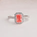 [1 Carat Pink Radiant Cut Lab Diamond With Round Diamond Halo Engagement Ring]-[Ouros Jewels]