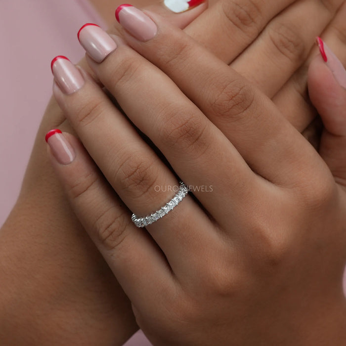 In finger look of princess cut lab created diamond eternity ring 