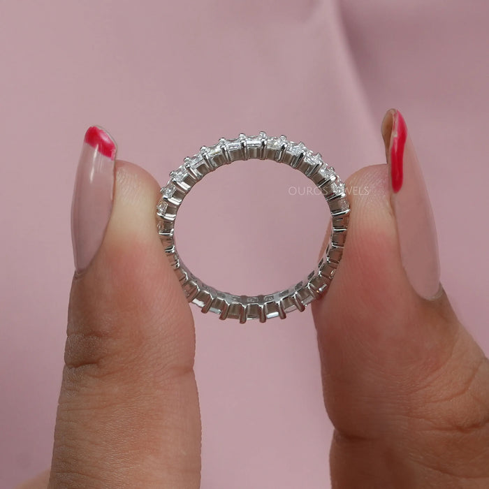 Princess Cut Lab Made Diamond IGI Certified Band With Solid White Gold