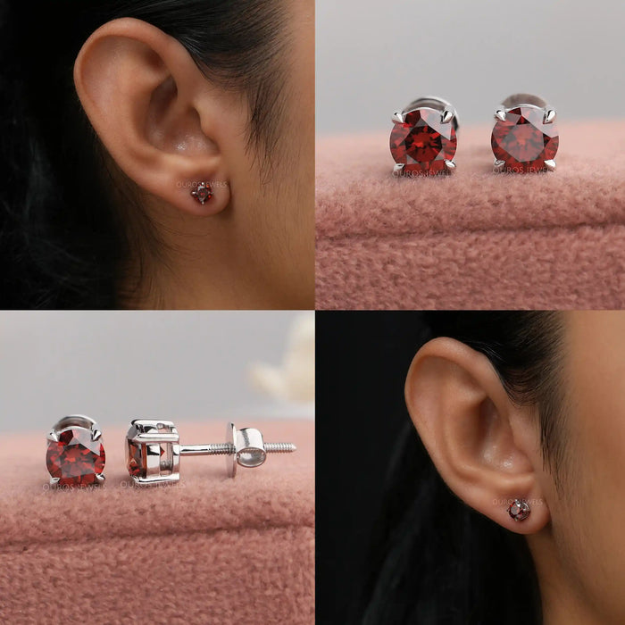 Collage of 14k white gold screw back stud