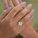 [On Finger Round Diamond Floral Style Halo Engagement Ring]-[Ouros Jewels]