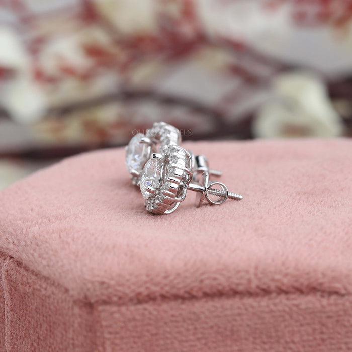 Rundschliff Halo Diamant Ohrringe