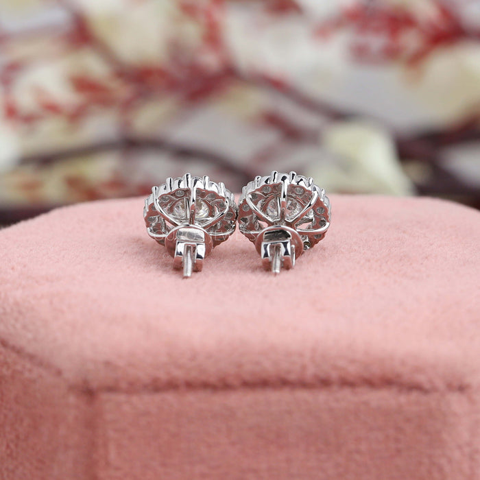 Rundschliff Halo Diamant Ohrringe
