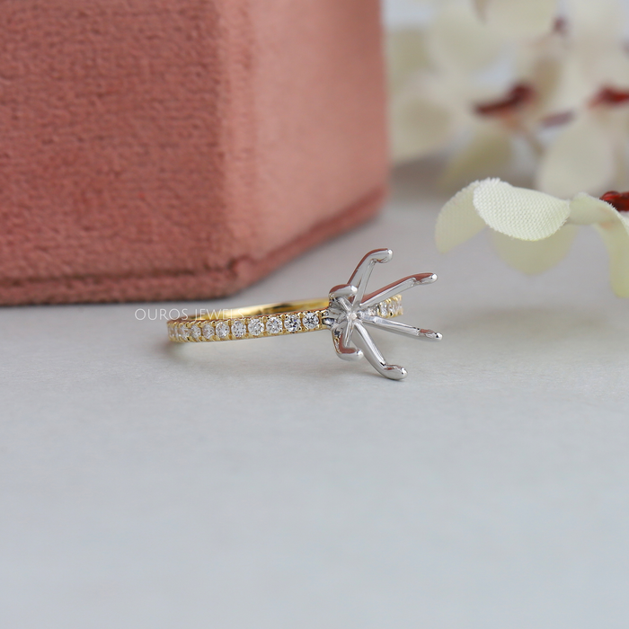 [Unique Two Metal Tone Semi Mount Ring]-[Ouros Jewels]