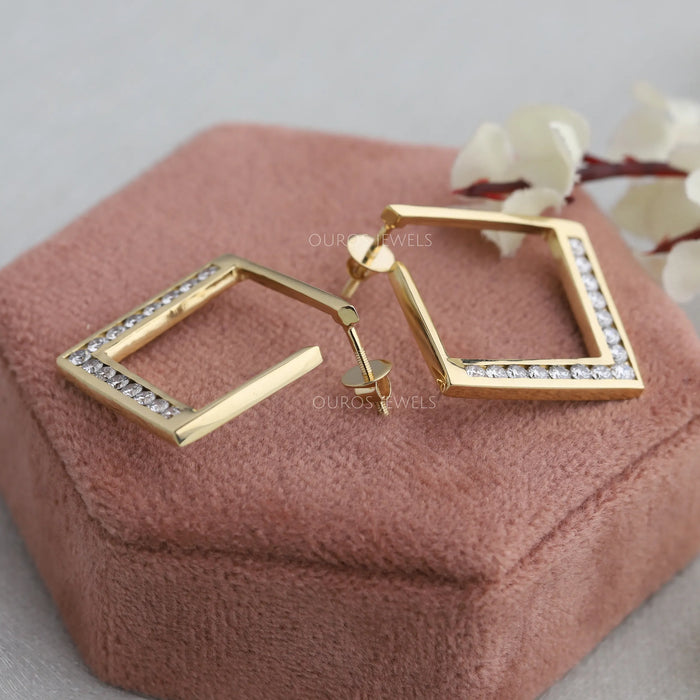 Quadratisch Rund Labor Diamant Reifen Ohrringe