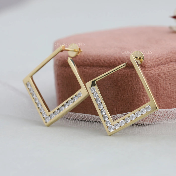 Quadratisch Rund Labor Diamant Reifen Ohrringe