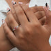 In finger front look of VVS clarity lab grown diamond engagement ring