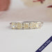 Yellow cushion five stone lab grown diamond wedding ring in 14k solid white gold